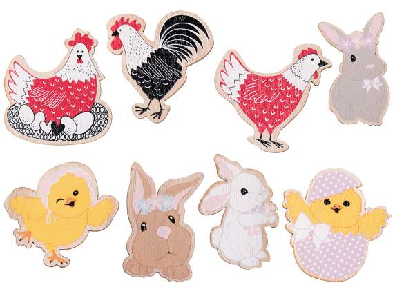 Display cu 72 de decoratiuni de Paste din lemn cu adeziv fat