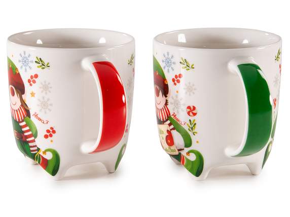 Cana de Craciun din portelan de 350 ml cu picioare
