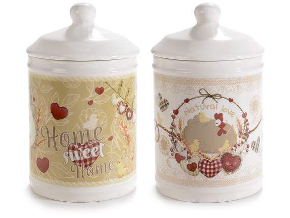 Borcan din ceramica decorat pentru casa cu gaini