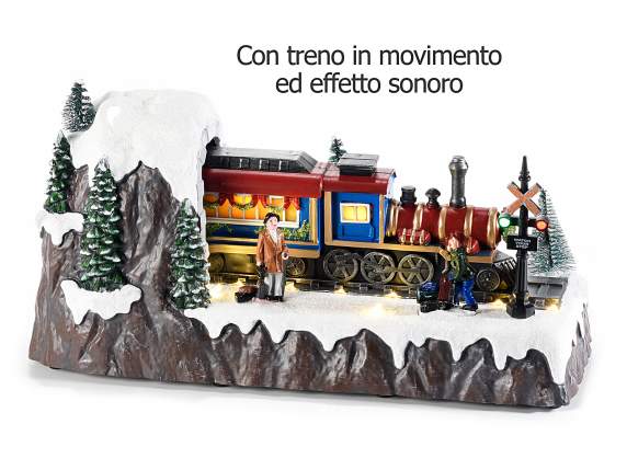 Tren de Crăciun cu mișcare, lumini și muzică