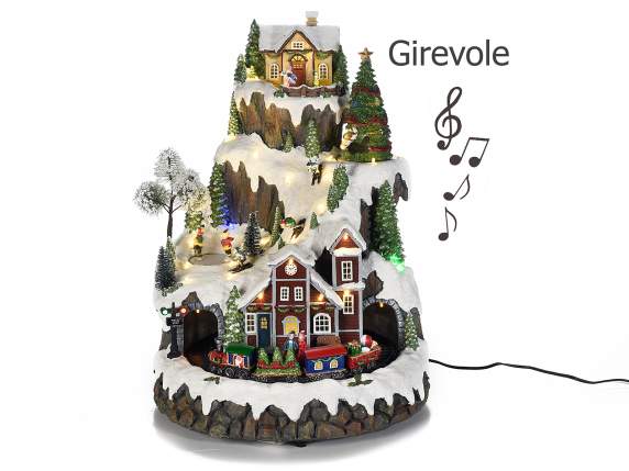 Carillon de mișcare peisaj de Crăciun cu muzică lu