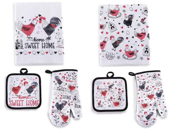 Set textile de bucatarie cu manusa, suport pentru oale
