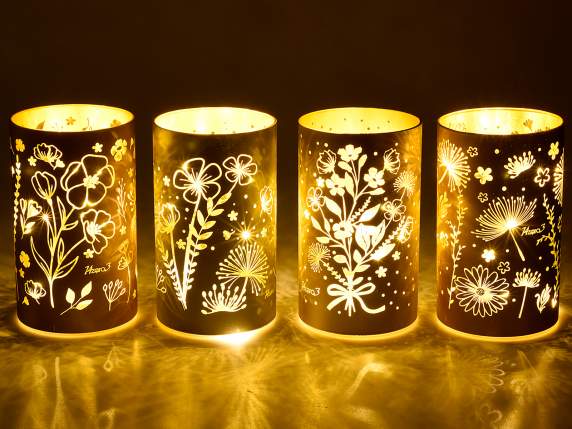 Lampa din sticla decorata Wildflowers cu lumini LED