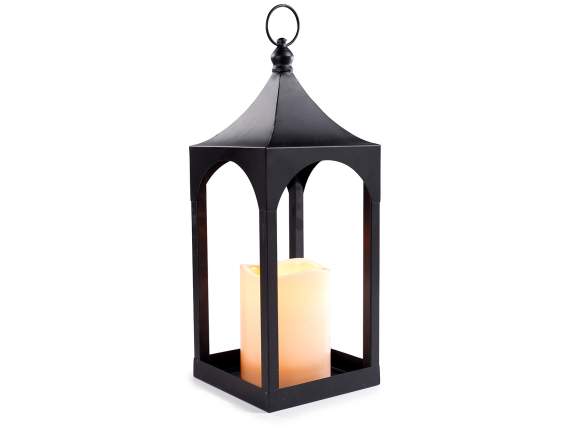 Lantern metalic cu lumanare electronica cu flacara LED