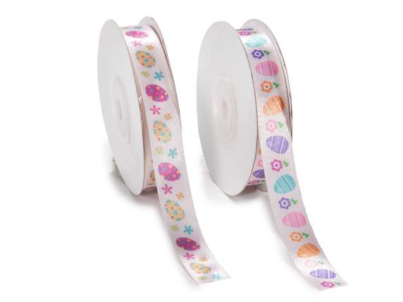 Panglică de satin de 15 mm cu imprimeu de ouă de Paște