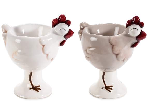 Cupă cu ouă din ceramică, în formă de găină