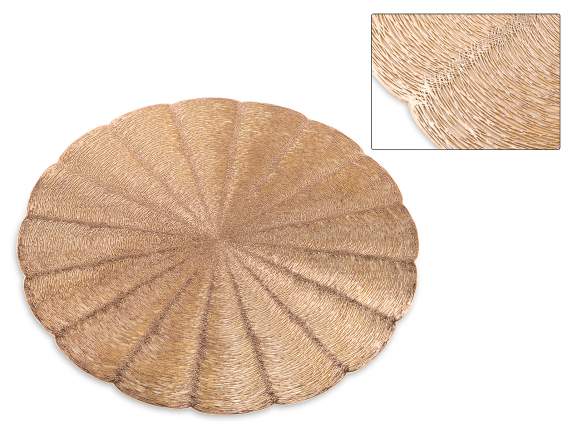 Mat de loc rotund sculptat in culoarea sampanie