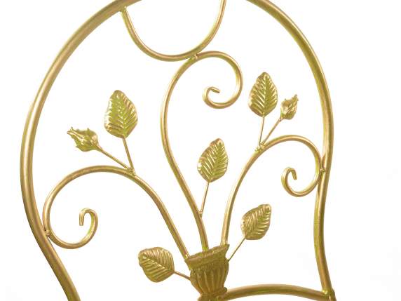 Set masa si 2 scaune gradina metal prelucrat verde-auriu