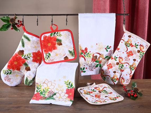 Set de Craciun manua, suport de oala, erveel din bumbac