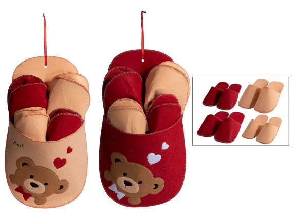 Lot de 4 paires de chaussons en feutre dans un chausson susp