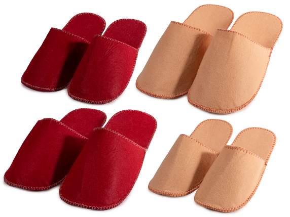 Lot de 4 paires de chaussons en feutre dans un chausson susp