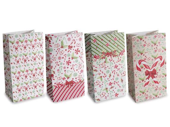 Sac en papier de Noël avec clip, étiquette et autocollant