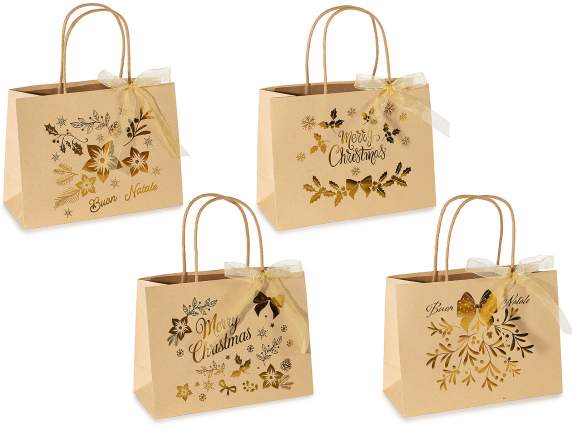 Sac-enveloppe en papier kraft horizontal moyen avec nœud