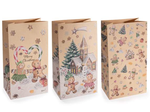 Sac en papier kraft avec décorations en pain dépices