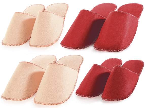 Set of 4 pairs of Family felt slippers to hang