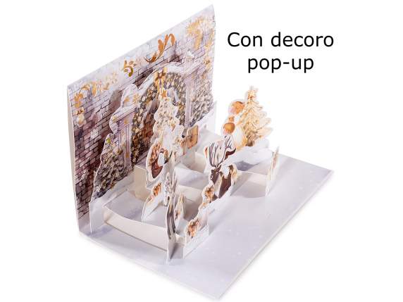 Felicitare de Crăciun cu decorațiune pop-up și plic