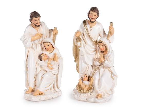 Crèche en résine colorée avec détails dorés à poser