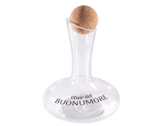 Decantor de sticlă de 1,5 L cu dop de plută și scris
