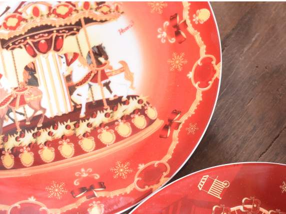 Porcelain plate with Christmas Park decorations