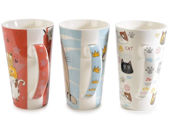 Taza de porcelana con decoración Funny Cats