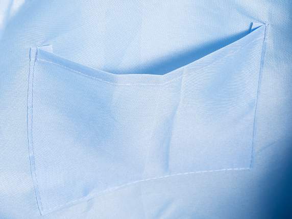 Geantă din material textil cu mânere, franjuri și inscripție