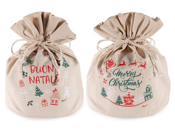 Geanta panettone din stofa cu scris