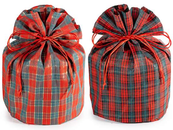 Geantă panettone tartan cu incrustații aurii