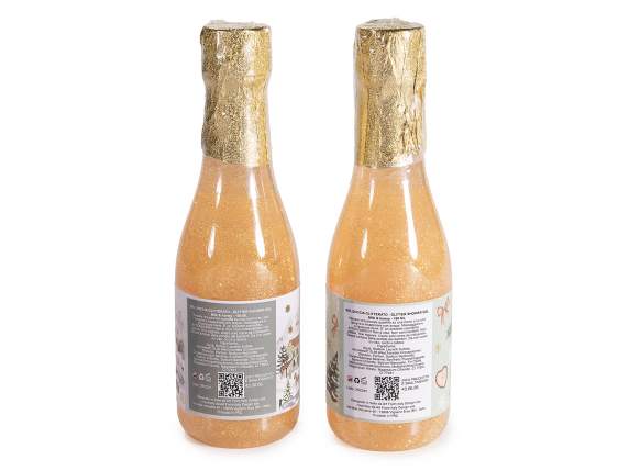 Gel de duș parfumat cu sclipici 190 ml în sticlă de șampanie