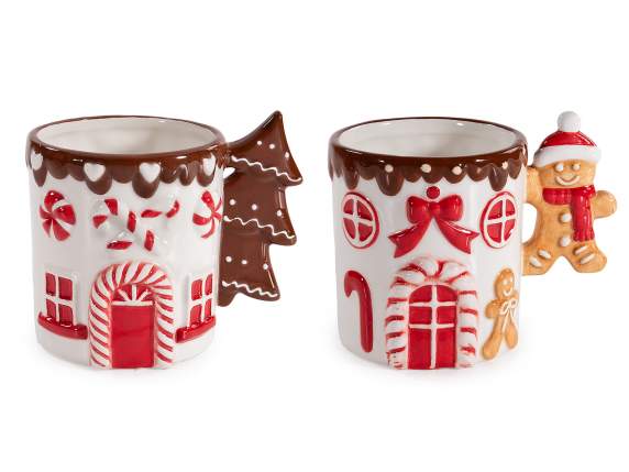Christmas ceramic mug 400 ml with embossed decorations