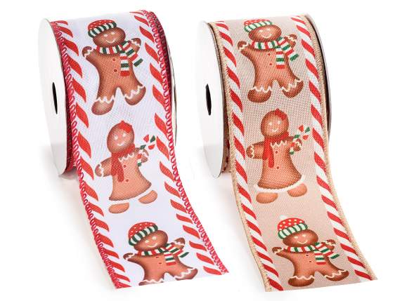 Mouldable Christmas ribbon with Gingerbread Man print