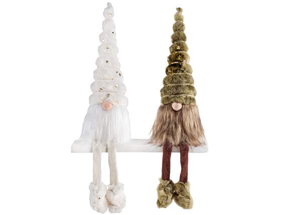 Gnome aux longues jambes, fabriqué en tissu et en fourrure é