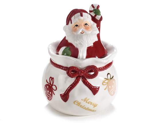 Pot en céramique avec Père Noël et décorations