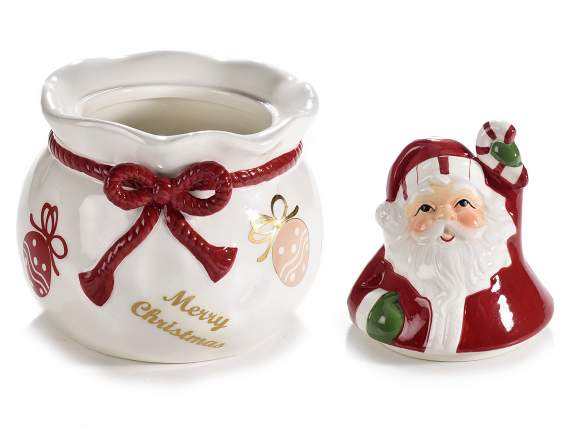 Pot en céramique avec Père Noël et décorations