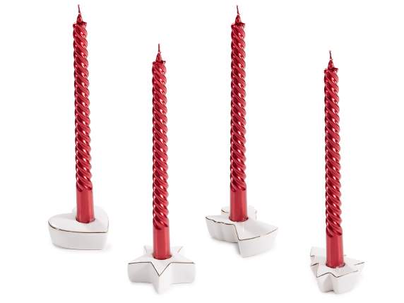 Bougeoir de Noël en porcelaine avec bougie torchon