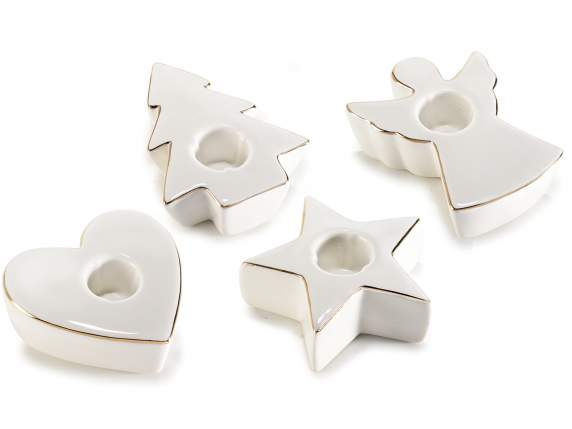 Bougeoir de Noël en porcelaine avec bougie torchon