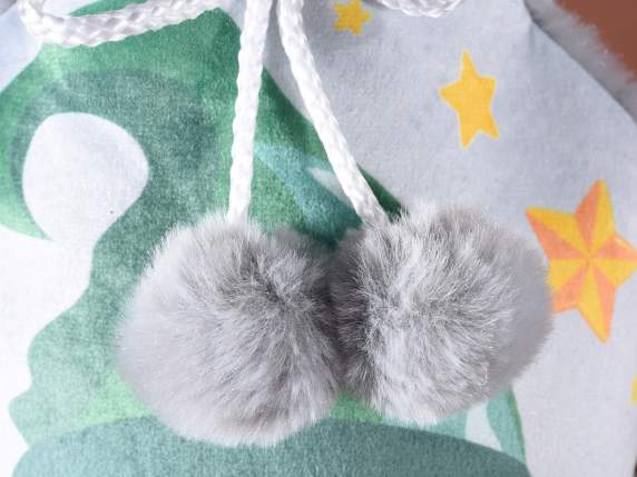 Bouillotte avec doublure,pompon, pattes en fausse fourrure