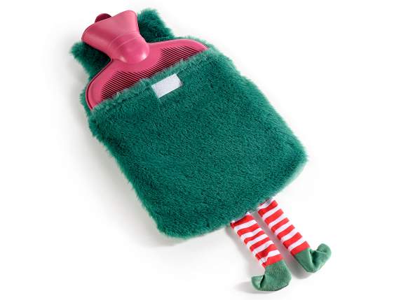 Bouillotte avec doublure,pompon, pattes en fausse fourrure