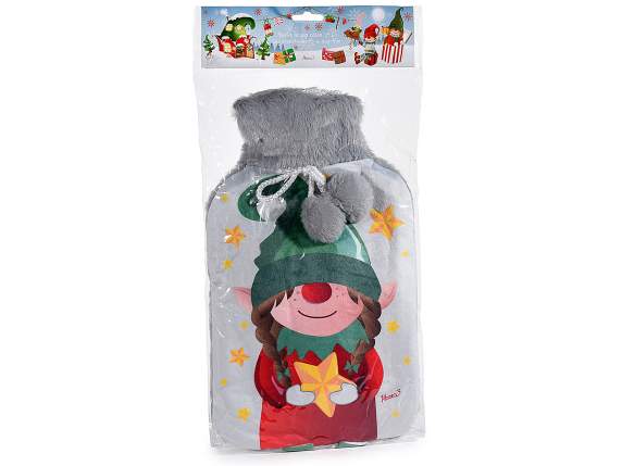Bouillotte avec doublure,pompon, pattes en fausse fourrure