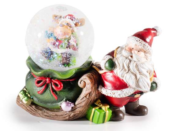 Boule de neige sur sac cadeau en résine avec des personnages