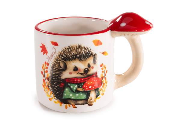 Mug en céramique de 200 ml avec relief champignon et anse