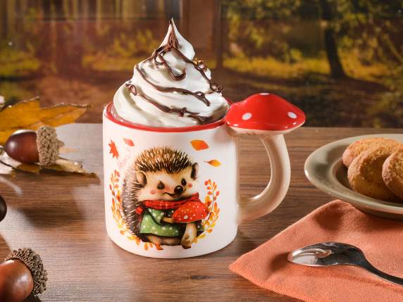 Mug en céramique de 200 ml avec relief champignon et anse