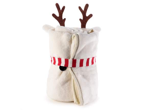 Couverture en peluche avec personnage de Noël et boutons