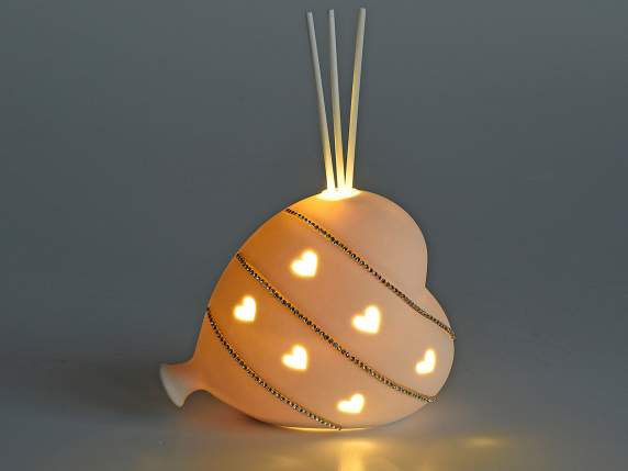 Ballon coeur en porcelaine avec lumières et bâton parfumé