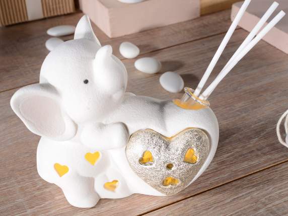 Bâton lumineux LED en forme déléphant en porcelaine avec cœ