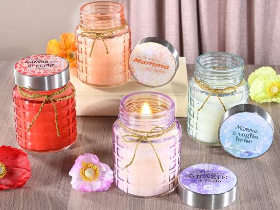 Bougie parfumée dans un pot en verre avec couvercle pour mam