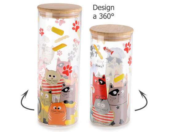 Lot de 2 bocaux en verre avec couvercles en bois
