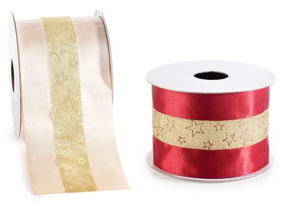 Ruban de satin lamé doré de 70 mm avec décorations