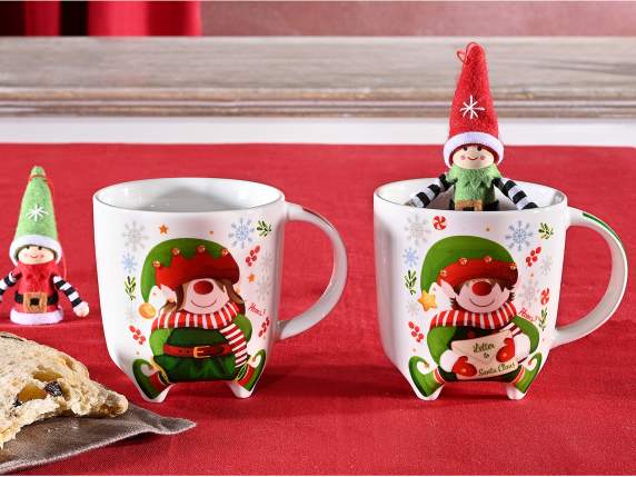 Mug de Noël en porcelaine 350 ml avec pieds