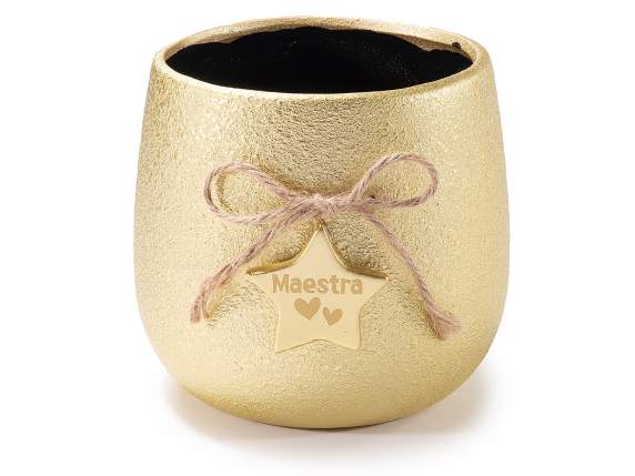 Vase en céramique doré avec ficelle et étoile