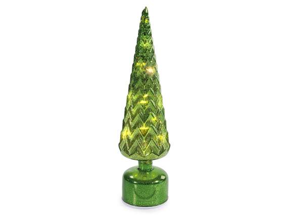 Albero di Natale girevole in vetro decorato con luci LED